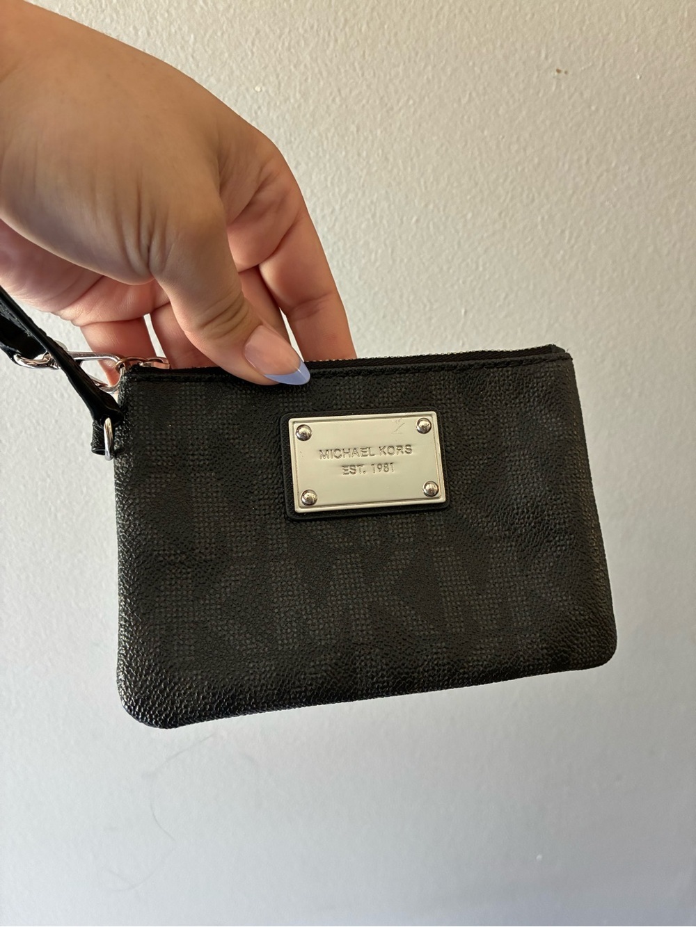 Michael Kors Black Coated Canvas Logo Wristlet